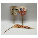 VTG ORANGE CRUSH HAND FANS, PENNANT