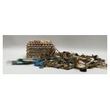 VTG COSTUME JEWELRY WITH SEASHELL BOX