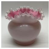 FENTON SILVERCREST PINK RUFFLED VASE