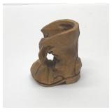 HAND CARVED WOODEN BOOT
