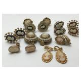 9 PAIRS OF CAMEO EARRINGS