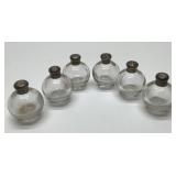 6 SALT SHAKERS, STERLING LIDS