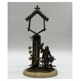 Antique bronze thermometer on marble base