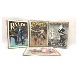 4 VTG magician, illusionist posters