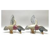 2 CHALKWARE FLYING DUCKS