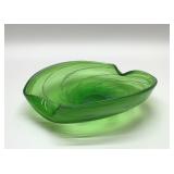 GREEN ART GLASS ABSTRACT BOWL