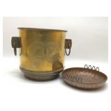 VTG BRASS ASIAN PLANTER, COPPER ASH TRAY