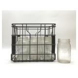 VTG BALL JARS WITH UNITED MILK CRATE
