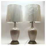 Pair MID CENTURY PETAL PINK TABLE LAMPS