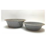 2 GRANITEWARE ENAMEL BASIN BOWLS