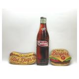 3 METAL SIGNS, CHEEWINE, HOT DOGS, BURGERS