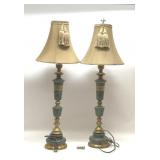 Set of 2 Green marble table lamps 34