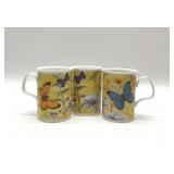 3 PRETTY BUTTERFLY COFFEE CUPS
