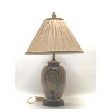 Asian inlaid brass ginger jar lamp