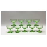 VTG URANIUM GLASS CIRCLE GREEN SHERBET CUPS