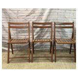 3 WOODEN FOLDING CHAIRS