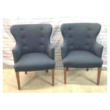 PAIR OF NAVY BLUE ARM CHAIRS