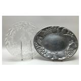 Pilgrim glass Christmas & WILTON  platters