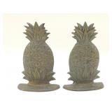 EARLY BRASS PINEAPPLE BOOK ENDS 6''