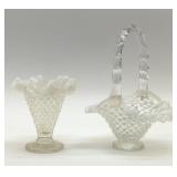 Fenton hobnail, silver crest vase, basket
