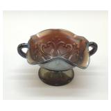 DUGAN CARNIVAL GLASS AMETHYST CARNIVAL COMPOTE