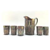 1910 DUGAN-DIAMOND PITCHER & 5 TUMBLERS chip