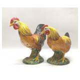 PAIR ITALIAN CERAMIC ROOSTER FIGURES