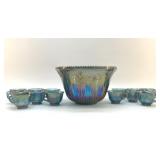 INDIANA GLASS 'PRINCESS BLUE'' CARNIVAL PUNCH SET