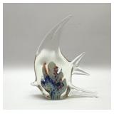 LARGE ART GLASS ANGEL FISH PAPERWEIGHT