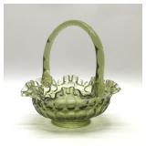 Fenton colonial green thumbprint basket