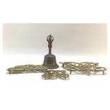 Vintage brass, bell and trivets