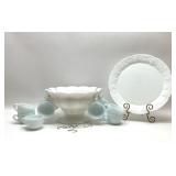 LE SMITH MILK GLASS PUNCH SET & PLATTER