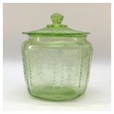 1930S URANIUM GLASS BISCUIT JAR(CHIP)