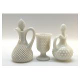 VTG HOTMAIL MILK GLASS CRUETS, TOOTHPICK