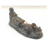 SOAPSTONE SLED DOGS SCULPTURE WOLF ORIGINAL.