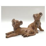1980s PAIR CERAMIC LION CUB FIGURES