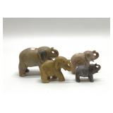 4 CHINESE CARVED STONE ELEPHANTS