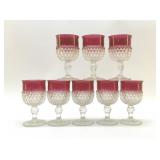 Indiana glass diamond point ruby flash goblets