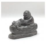 Al Wolf Canada Black Soapstone Inuit Carving