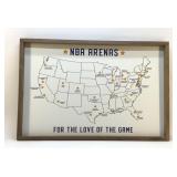 NBA basketball arenas framed map