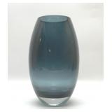 Lg ART GLASS VASE SMOKEY BLUE