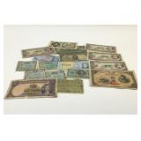 Assorted foreign paper currency