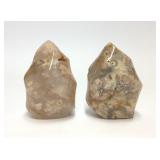 2 Flame Snowflake Cherry Blossom Agate Crystals