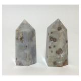 2 Grey Dendritic Agate Crystal Towers