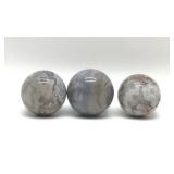 Three flower agate, large spheres