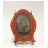 WWII Men's Photo in Red Plastic Frame