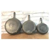 3 VTG CAST IRON SKILLETS