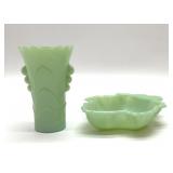 JADEITE VASE & TRINKET DISH
