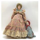 2 VTG DOLLS, porcelain Gibson girl, cloth