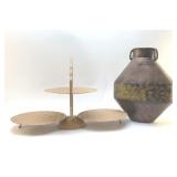 METAL VASE, BUFFET SERVER